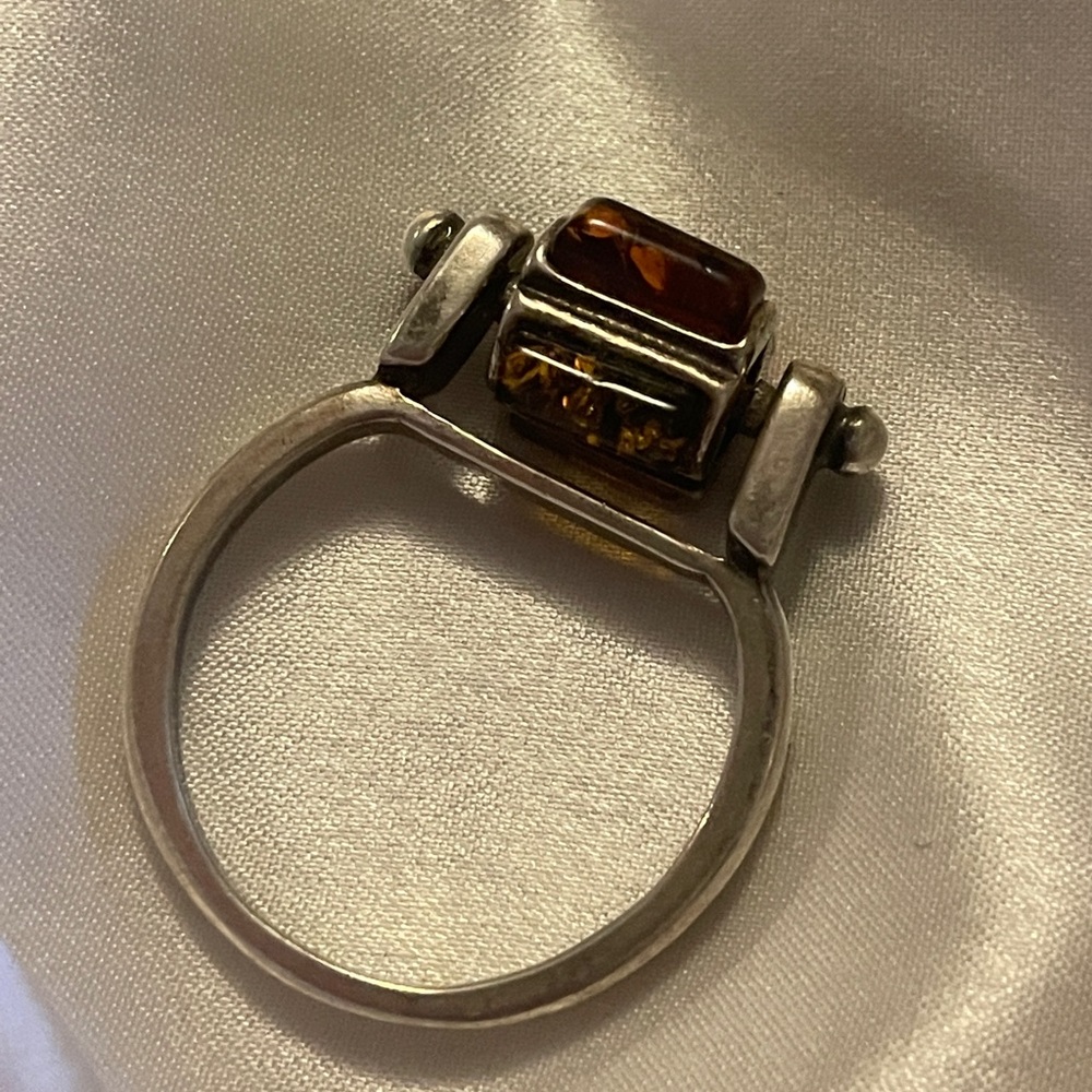 Multi Amber Spinner Ring Sterling Stamped 925 7.45-8